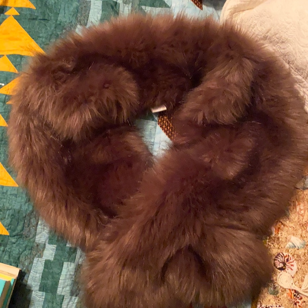 Faux Fur Collar Brown
